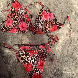 Floral Leopard Print Bikini
